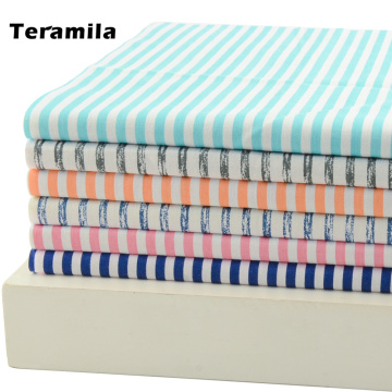 Teramila 6 PCS Different Color Stripe Cotton Fabrics For Patchwork Sewing Textile DIY Cloth Telas Por Metro Quilts Tissue Tecido