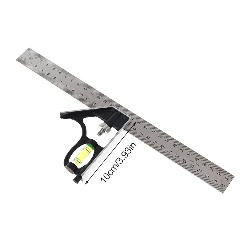 300mm Stainless Steel Adjustable Sliding Angle Square Ruler Level Measuring Tool