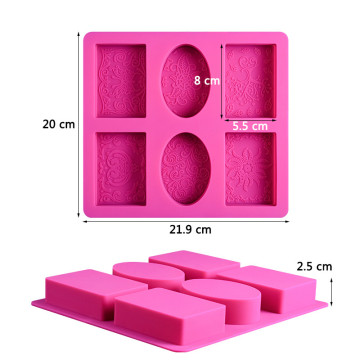 DIY Silicone Soap Mold For Making 3D 6 Cavity Forms Oval Rectangle Soap Mould Handmade Craft Flowers Bathroom Kitchen Mold