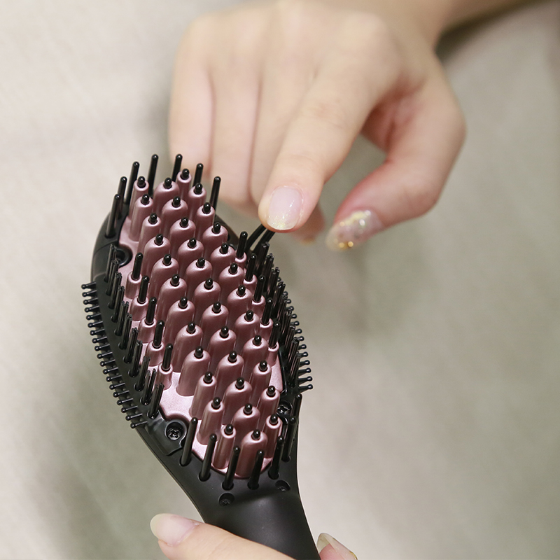 PRITECH Portable Ceramic Hair Straightener Massage Electric Hair Brush Comb Heat Flat Iron Anti -Static Straightening Brush