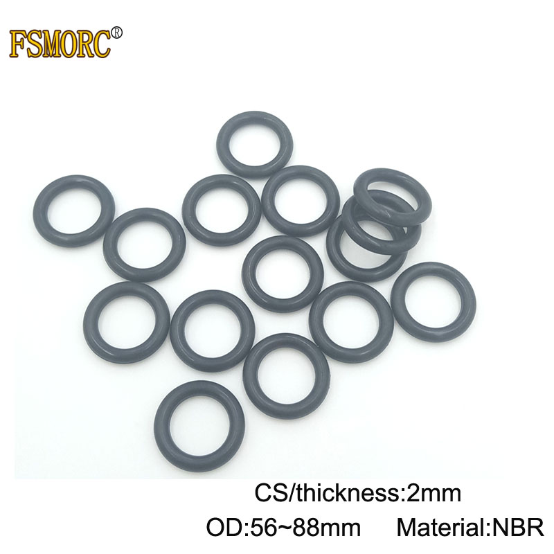 100pcs OD:56 57 58 60 62 63 64 65 66 67 68 69 70 71 73 75 76 78 80 82 84 85 88*2mm Thickness CS NBR o ring seal/Nitrile Rubber