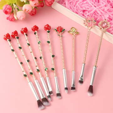 Anime Beauty and the Beast Makeup Brushes Set Cosmetics Soft fiber Hair Rose Flower Makeup Blush Eye Shadow Eyebrow Brush