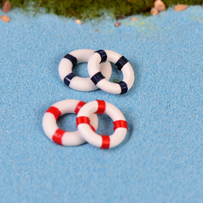 ZOCDOU 4 Pieces Life Buoy Ring Swim Swimming Pool Seaside Fake andy Malaysia Small Statue Figurine Crafts Ornament Miniatures