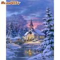 RUOPOTY Christmas Snowy Night Landscape Painting By Numbers Kits For Adults Diy Oil Paints Acrylic Pigment Drawing Home Artcraft