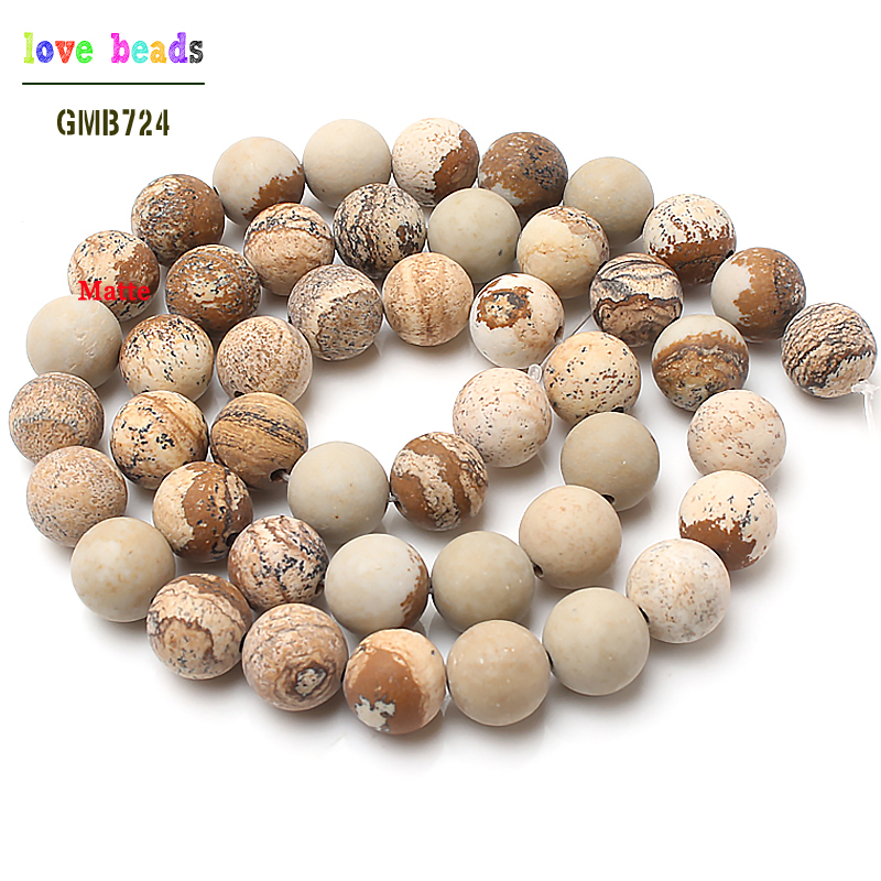 natural dull polish matte picture Jaspers stone beads for jewelry making 15inches natural stone beads 4/6/810mm