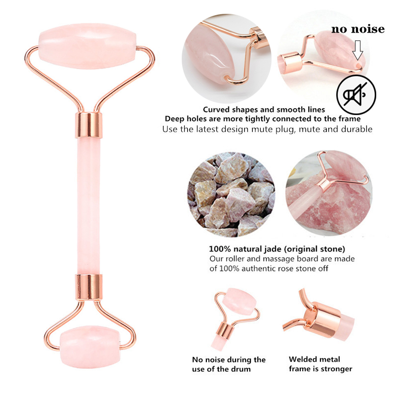 Jade Face Massage Roller Rose Quartz Roller Face-lift Massager Lifting Tool Natural Stone Skin Massage Powder Beauty Care Box