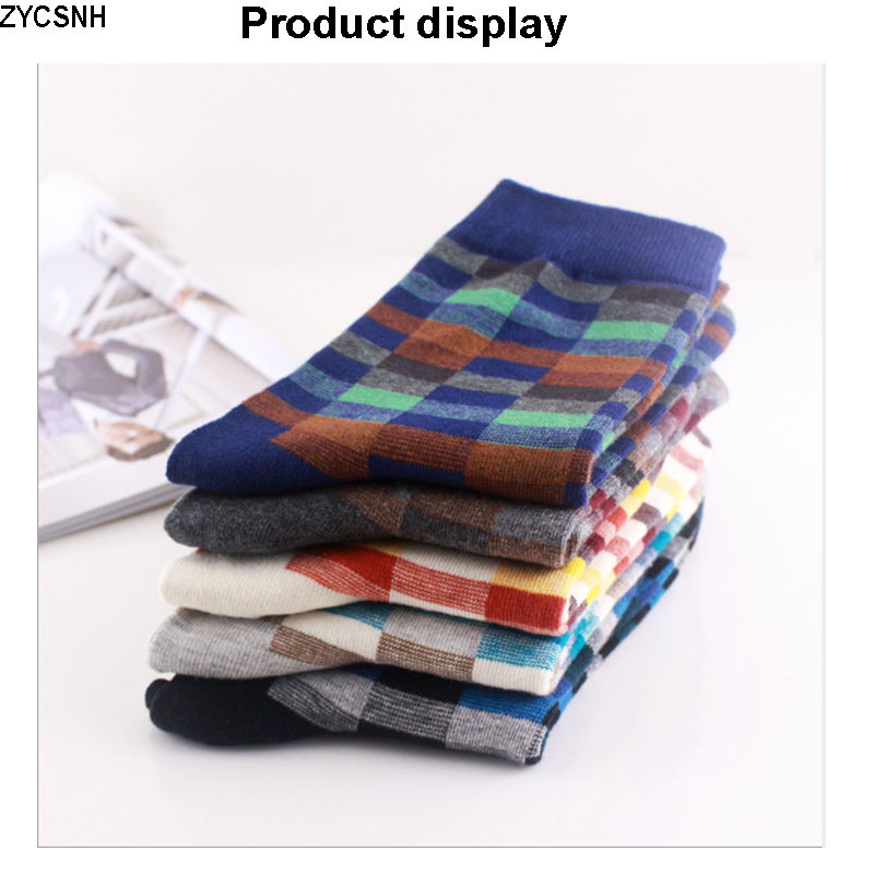2020 New High Quality Men Socks Casual Business Fashion Plaid Men's Autumn Winter Cotton Socks Long Warm Harajuku Gifts Socks