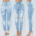 High Waist Women Slim Hole Ripped Denim Jeans Casual Stretch Skinny Trousers Jeans