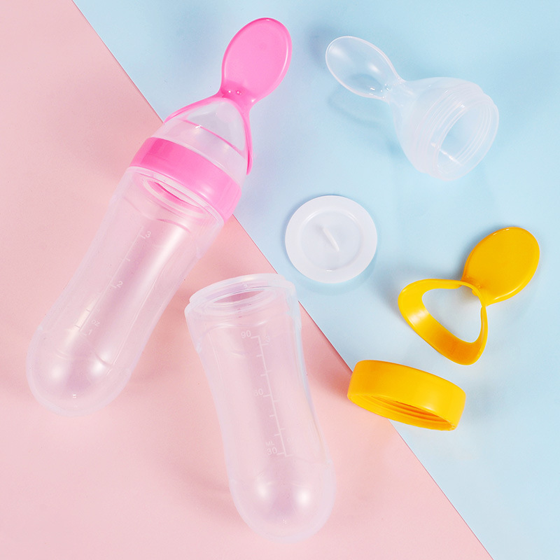 90ML Baby Feeding Bottle Toddler Silicone Squeeze Feeding Spoon Rice Cereal Milk Bottle Baby Training Feeder Food Supplement