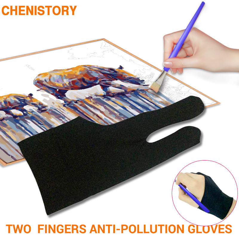 Two Finger Anti-fouling Glove For Artist Drawing & Pen Graphic Tablet Pad Household Gloves Right Left Hand Black Glove Free Size