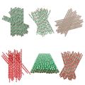 25PCS Disposable Drinking Straws Christmas Design Biodegradable Paper Straws For Holiday Wedding Birthday Party Supplies Decorat