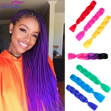 Pink Purple Blue Blonde Color Synthetic Jumbo Braids Ombre Braiding Pony Tail Hair Extension White Afro Women