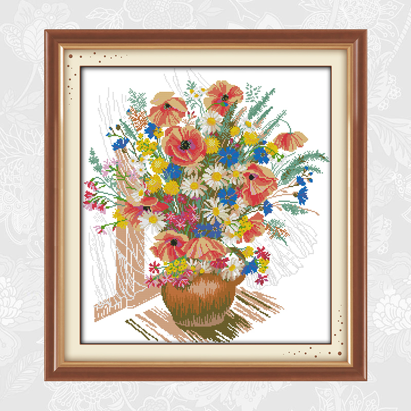 Needlework, Vase Series Counted DIY Cross Stitch kits 11CT 14CT Painting Crafts Home Decor Gift Art Factory Wholesale