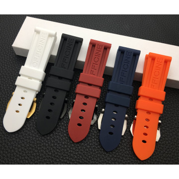 22mm 24mm 26mm Black Blue Red Orange white watch band Silicone Rubber Watchband replacement For Panerai Strap tools steel buckle