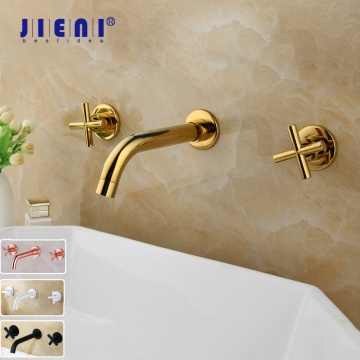 JIENI Gold Bathtub Basin Mixer Tap Chrome Antique Brass Bathroom Sink Mixer Tap Faucet 3 Pcs Black Faucet Dual Handle Sink