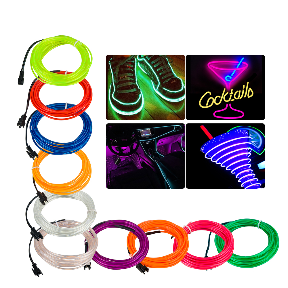 1M/2M/3M/4M/5M Flexible Rope EL Wire Neon Light Waterproof LED Strip Neon Tape Tube 10 Color Glow String Light Dance Party Decor