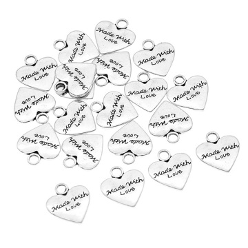 20PCS/pack Letter Printed Metal Silver Labels For Garment DIY Handmade Quilting Bags Tags Decoration Supplies