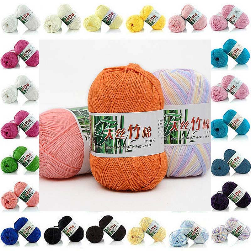 5 Balls Craft DIY Hand 50g Bamboo Cotton Pack of soft Milk Lot Crochet Cotton Knitting 62 colors Yarn 180 Metres Wool babycare