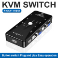OULLX 4 Port KVM Switch USB 2.0 VGA Splitter Printer Mouse Keyboard Pendrive Share Switcher 4 Input 1 Output Switch Box Adapter
