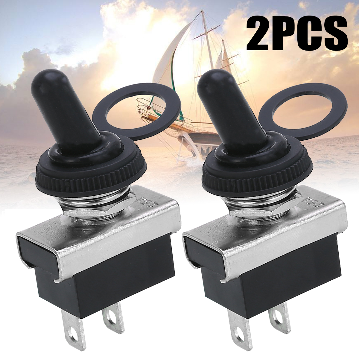 Car Boat Marine Switches 1 Pair 12V 25A ON OFF Toggle Switch Waterproof Flick Switches Heavy Duty Spade Terminals