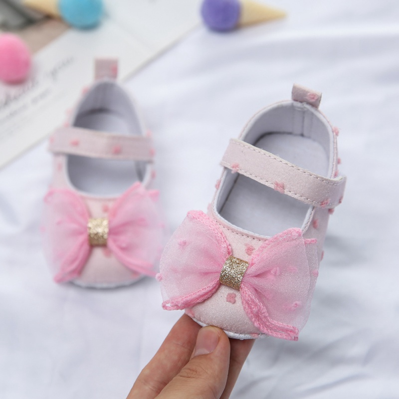 Baby Shoes Baby Girl Soft Shoes Shallow Princess First Walkers Cute Mesh Bow Non-slip Fashion Crib Prewalkers Shoe12