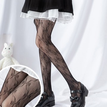 Women Fishnet Tights Bow Lace Sexy Female Pantyhose Stockings Hollow Out Stockings for Girl Woman Hosiery