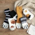 Fashion Winter Thicken Warm Women Socks Cute Cat Paw Cartoon 6 Colors Lovely Sleeping Home Floor Bedroom Socks harajuku kawaii