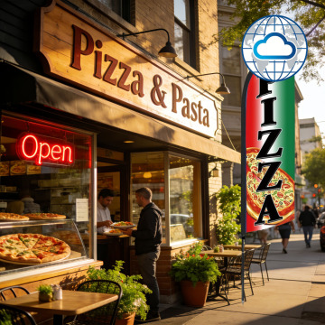 Tailored Pizza Shop Flag & Pole Display Kit