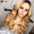 1B/27 Ombre Color Honey Blonde Lace Frontal Wig Brazilian Body Wave Remy 13x6x1 Lace Front Wigs Pre Plucked Bleached Knots