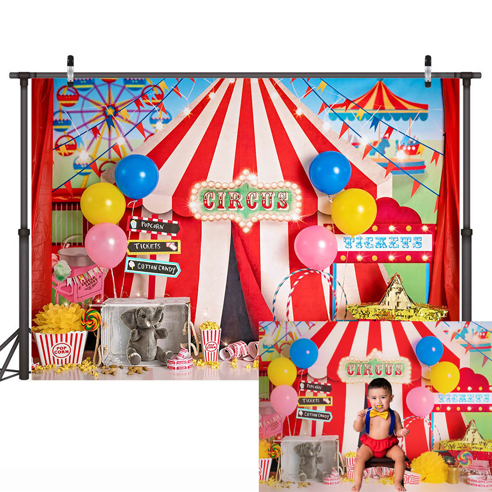 Circus Theme Birthday Party Backdrop Newborn Children Portrait Photography Background Circus Carnival Baby Shower Photocall Prop