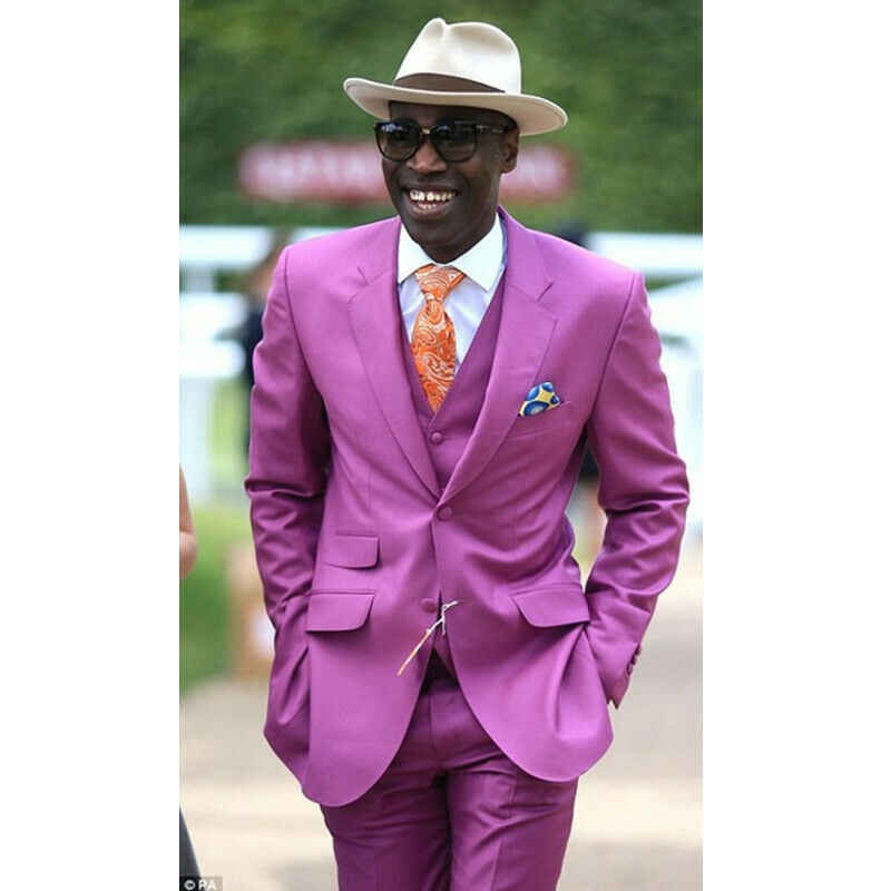 Summer Beach Purple Men's Suits Peaked Lapel 2 Pieces Groom Wear For Wedding Formal Party Prom Blazer Suit