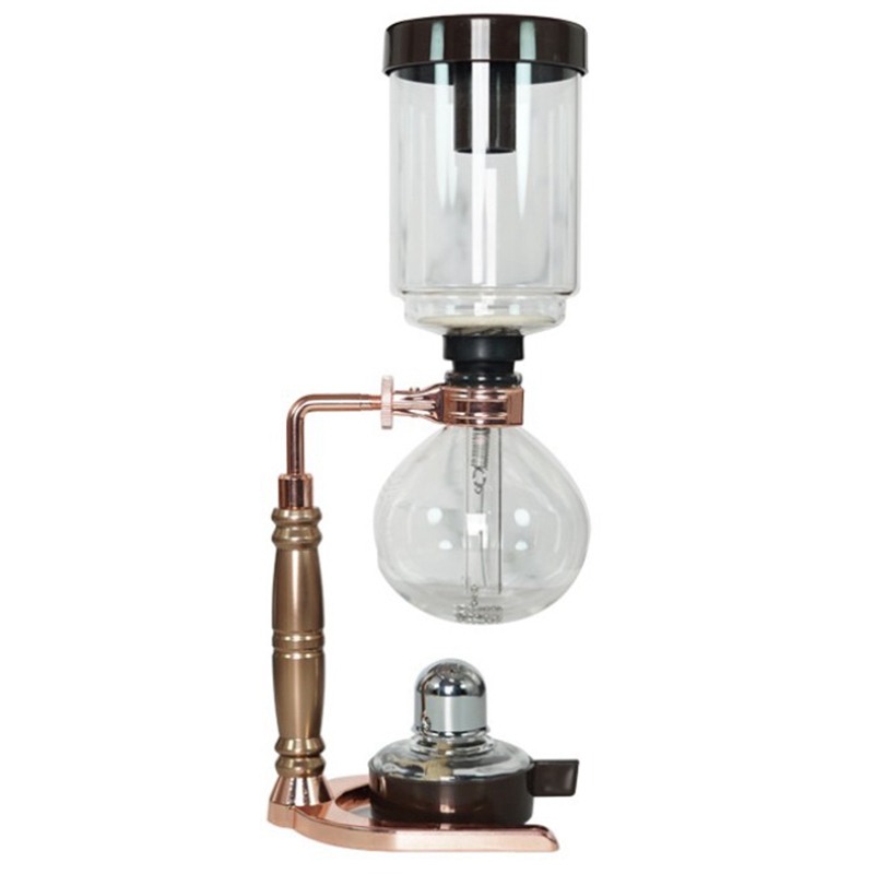 Japanese Style Siphon Coffee Maker Tea Siphon Pot Vacuum Coffeemaker Glass Type Coffee Machine Filter 3Cups Rose Gold