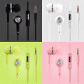 Metal stereo headphones in ear