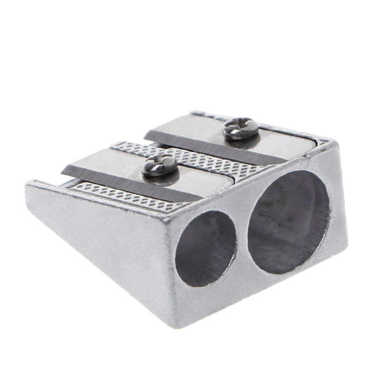 Metal Bevelled Double Hole Pencil Sharpener School Office Sharpener Stationery