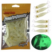 27 Pcs Glow Shrimps Soft Lure Baits 1.7in Grub Worms Small Freshwater Lighting Glow in Dark Shrimps Soft Lures