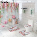 Animal Printed Bath Mat and Shower Curtain Set Absorbent Bathroom Carpet Washable Shower Foot Mat Toilet Rug Non Slip Bath Mats