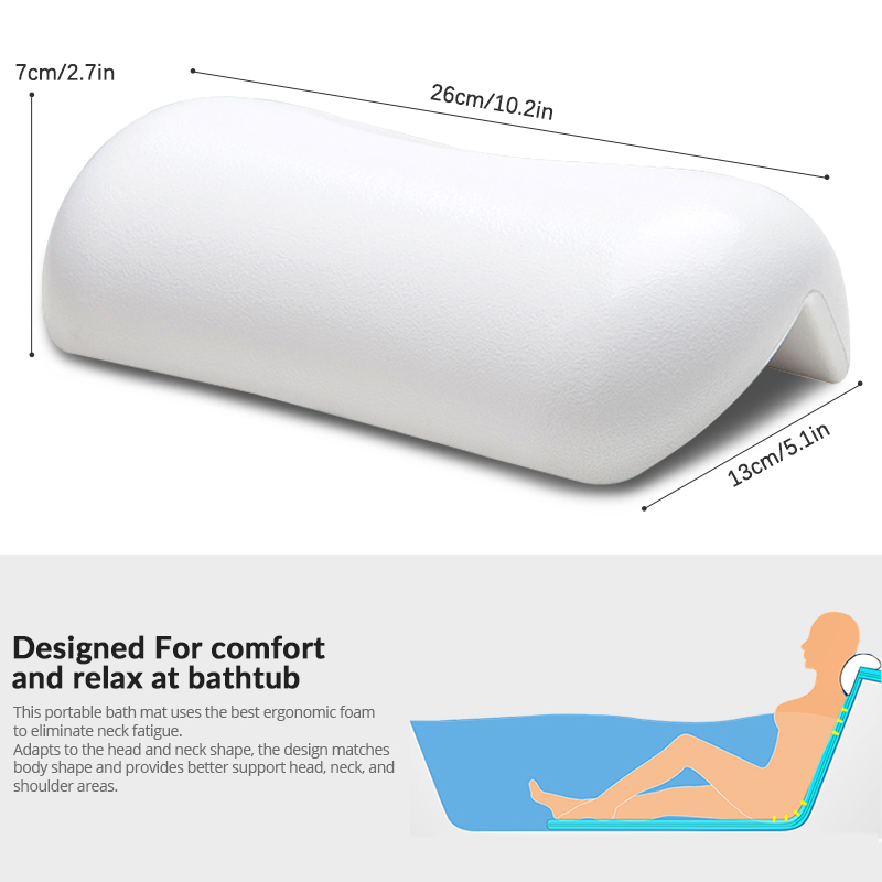 Konco Non-slip Bathtub Headrest SPA Bathtub Pillow Soft Waterproof Bath Pillows with Suction Cups Bathroom Accessories