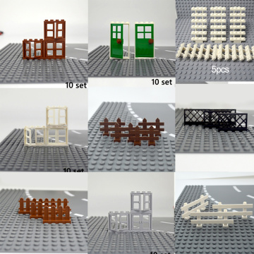 City door windows Accessories Building Blocks House Fence Stairs Ladder MOC Parts Bricks Toy for kid Compatible All Brands