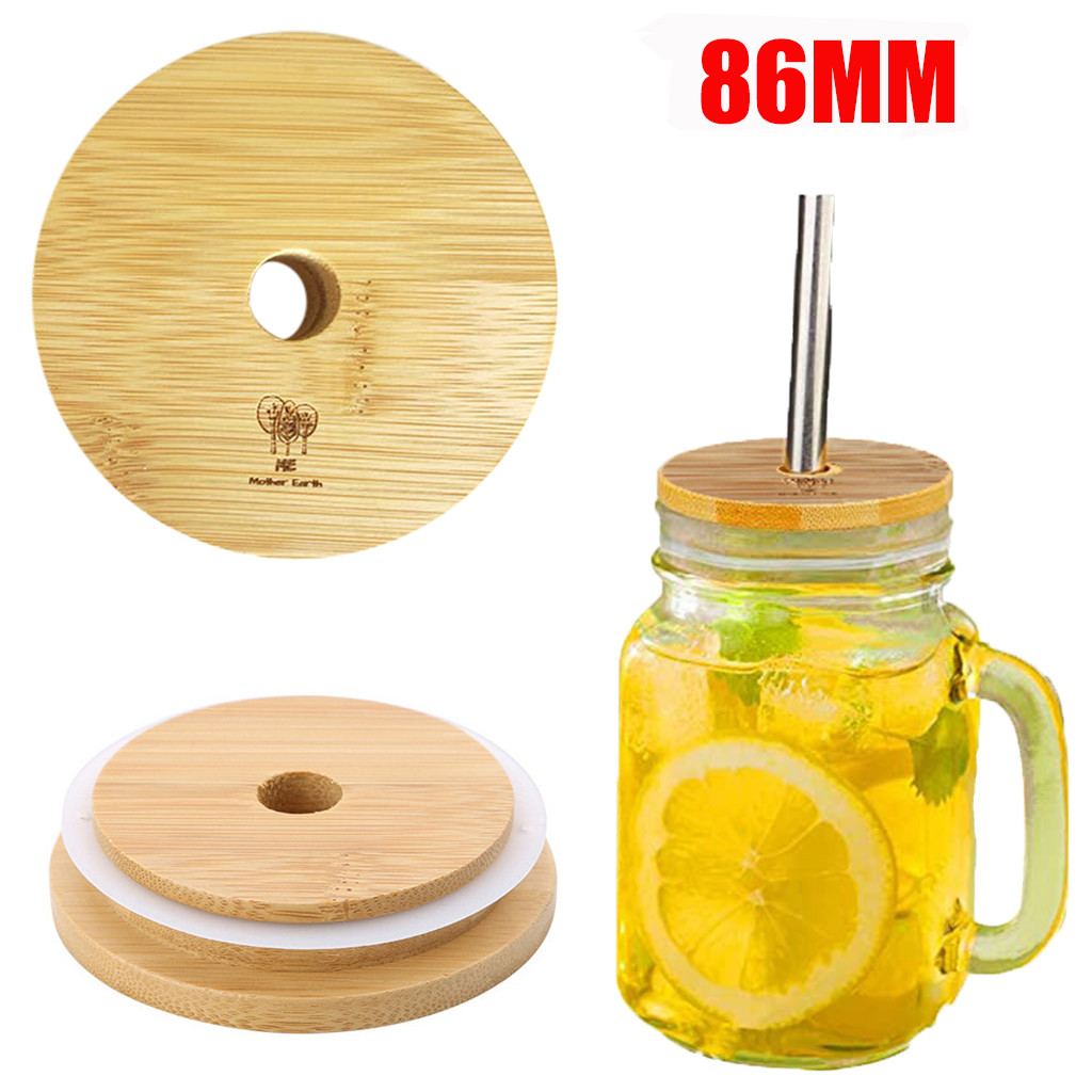 Bamboo Mason Jar Lids Waste Sustainable Living Canning Lids 70MM /88MM Glass Storage Bottle Wide-Neck Jar Bottles dropship 101