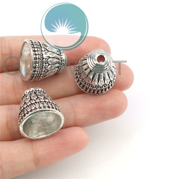 16*17mm Antique Silver Engraved Cone Tube Spacers Beads Caps DIY Jewelry Making Accessories 5pcs 22349