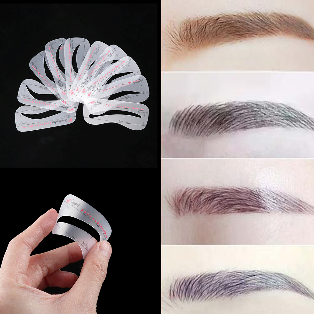 10Pcs Card Eyebrow Stencil Grooming Shaper Template Makeup Tools Stickers eyebrow shaper cosmetic tool