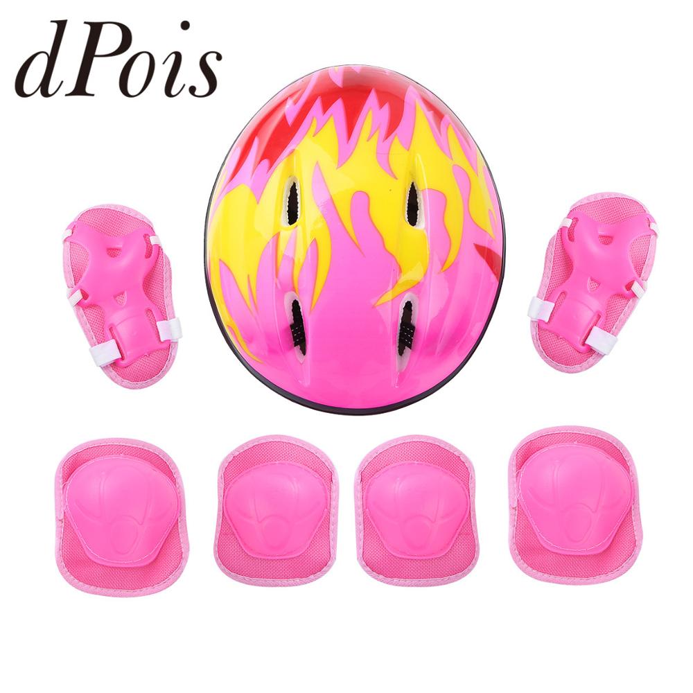 7Pcs Kids Bicycle Helmet Protective Gear Outfit Knee Wrist Guard Elbow Pad Set for Cycling Scooter Skateboard Roller Skating