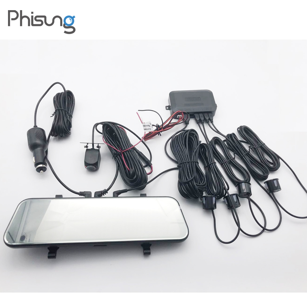 Phisung H50P 9.66"Streaming Car Mirror DVR Camera w/ Radar Parking Sensor systems FHD1080P night vision video registrator