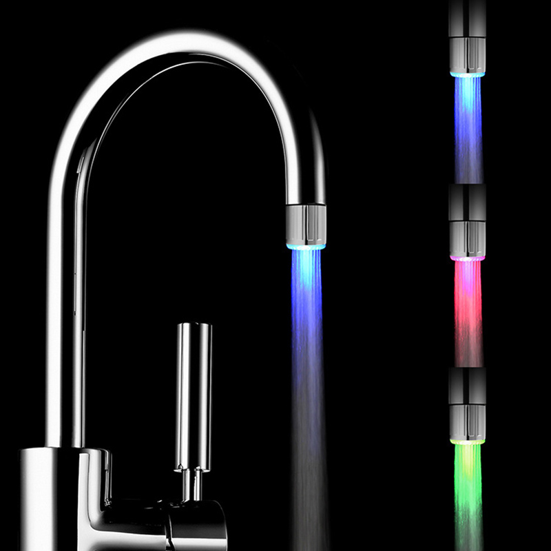 New Creative Light-Up LED Faucet Colorful Changing Glow Nozzle Shower Head Water Tap Filter 7 Colors Temperature Sensor Fauce