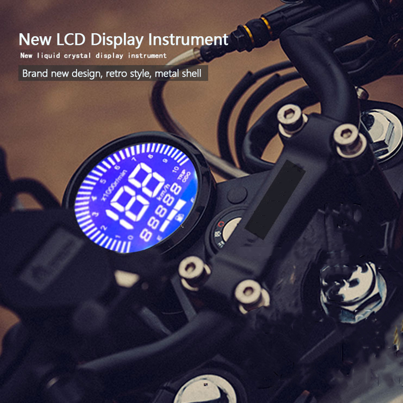 Universal Motorcycle Digital Motorcycle Speedometer Retro LCD Odometer Cafe Racer Tachometer Indicator Scooter Dropshipping