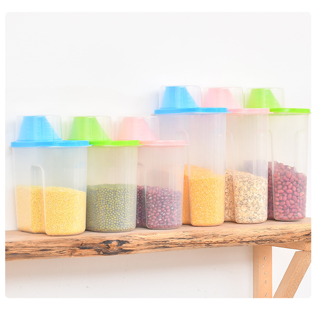 1.9-2.5L PP Food Storage Box Clear Plastic Kitchen Storage Bottles Jars Dried Grains Tank Pantry Container Sealpot Organizer 1pc