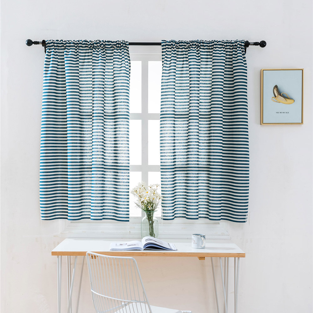 Polyester Valance Curtains for Bedroom Colored Strip Semi-Blackout Window Curtain Valances Short Curtains Window Drape 100*130CM