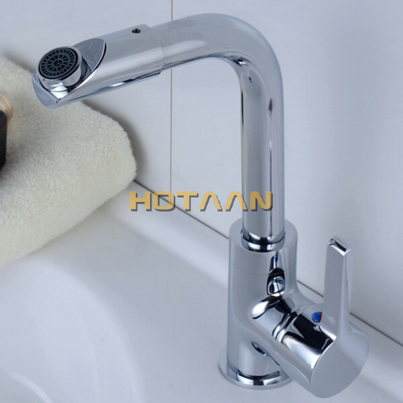 Free Shipping Kitchen bathroom sink basin mixer tap chrome swivel with long arm rotate brass Faucet Water Mixer YT-5066