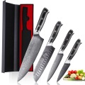 Mokithand 4pcs Japanese Kitchen Knife Sets Damascus Steel Chef knives 67 Layer Sharp VG10 Cleaver Cooking Knife with G10 Handle