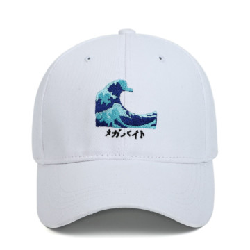 Waves Dad Hat Hip Hop Embroidery Japanese Baseball Cap For Women Men Casual Curved Breathable Snapback Hat Outdoor Sun Hats Bone